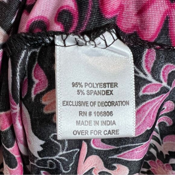 Emily Daniels black pink and orange floral print button down top size large NWT - Picture 8 of 8